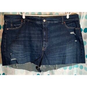 New Old Navy Plus Size 26W Women Blue Distressed Jeans Shorts High Rise A Line